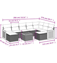 10-tlg. Garten-Sofagarnitur mit Kissen Schwarz Poly Rattan
