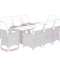 9-tlg. Garten-Bistro-Set mit Kissen Grau Poly Rattan