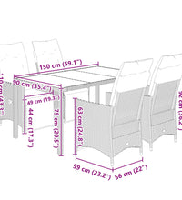 5-tlg. Garten-Bistro-Set mit Kissen Grau Poly Rattan