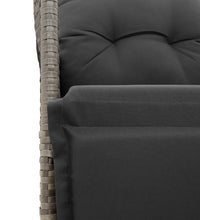 7-tlg. Garten-Bistro-Set mit Kissen Grau Poly Rattan