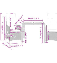 3-tlg. Garten-Bistro-Set mit Kissen Schwarz Poly Rattan