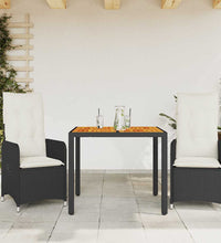 3-tlg. Garten-Bistro-Set mit Kissen Schwarz Poly Rattan