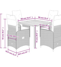 5-tlg. Garten-Bistro-Set mit Kissen Schwarz Poly Rattan
