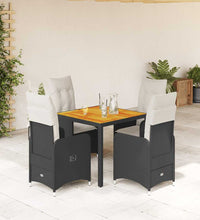 5-tlg. Garten-Bistro-Set mit Kissen Schwarz Poly Rattan