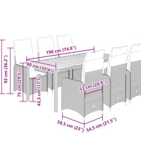9-tlg. Garten-Bistro-Set mit Kissen Schwarz Poly Rattan