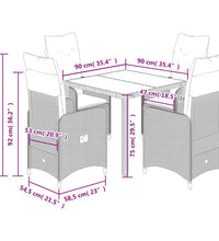 5-tlg. Garten-Bistro-Set mit Kissen Schwarz Poly Rattan