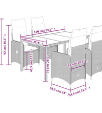 5-tlg. Garten-Bistro-Set mit Kissen Schwarz Poly Rattan
