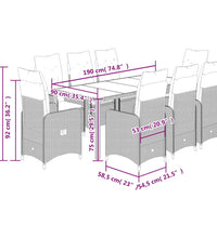 9-tlg. Garten-Bistro-Set mit Kissen Schwarz Poly Rattan