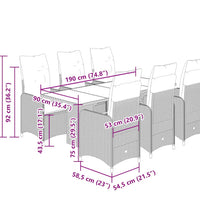 7-tlg. Garten-Bistro-Set mit Kissen Schwarz Poly Rattan