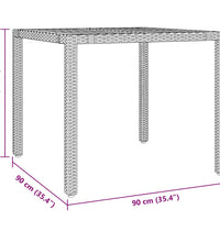 3-tlg. Garten-Bistro-Set mit Kissen Grau Poly Rattan