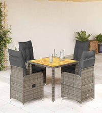 5-tlg. Garten-Bistro-Set mit Kissen Grau Poly Rattan