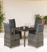 5-tlg. Garten-Bistro-Set mit Kissen Grau Poly Rattan