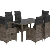 5-tlg. Garten-Bistro-Set mit Kissen Grau Poly Rattan