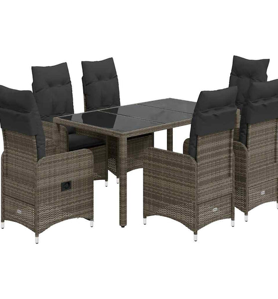 5-tlg. Garten-Bistro-Set mit Kissen Grau Poly Rattan