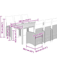 7-tlg. Garten-Bistro-Set mit Kissen Schwarz Poly Rattan
