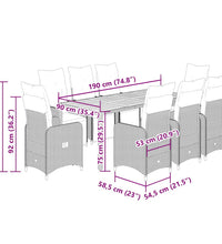 9-tlg. Garten-Bistro-Set mit Kissen Schwarz Poly Rattan