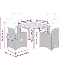 5-tlg. Garten-Bistro-Set mit Kissen Schwarz Poly Rattan