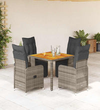 5-tlg. Garten-Bistro-Set mit Kissen Grau Poly Rattan