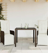 3-tlg. Garten-Bistro-Set mit Kissen Braun Poly Rattan