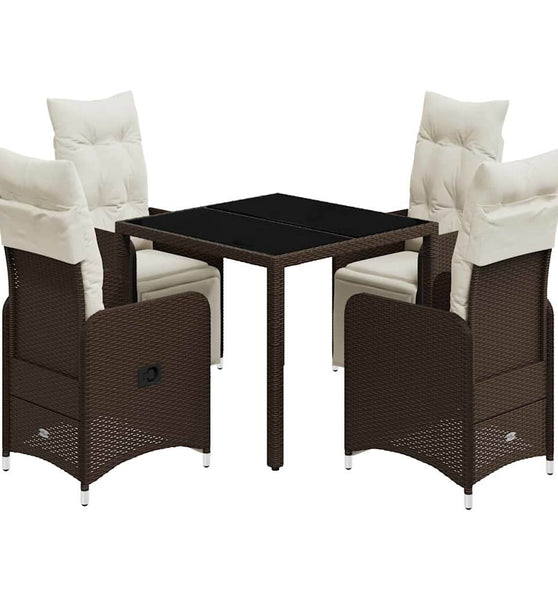 5-tlg. Garten-Bistro-Set mit Kissen Braun Poly Rattan
