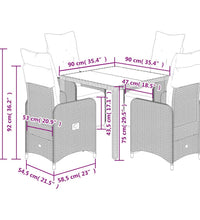 5-tlg. Garten-Bistro-Set mit Kissen Braun Poly Rattan