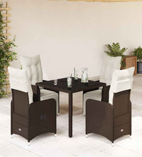 5-tlg. Garten-Bistro-Set mit Kissen Braun Poly Rattan
