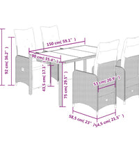 5-tlg. Garten-Bistro-Set mit Kissen Braun Poly Rattan