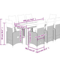9-tlg. Garten-Bistro-Set mit Kissen Braun Poly Rattan