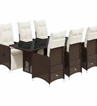 7-tlg. Garten-Bistro-Set mit Kissen Braun Poly Rattan