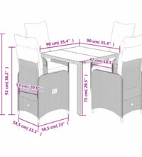 5-tlg. Garten-Bistro-Set mit Kissen Braun Poly Rattan