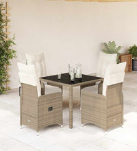5-tlg. Garten-Bistro-Set mit Kissen Braun Poly Rattan
