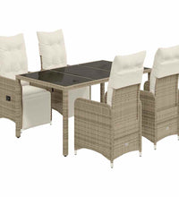 5-tlg. Garten-Bistro-Set mit Kissen Braun Poly Rattan