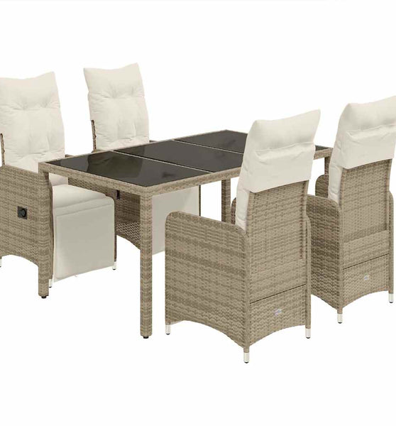 5-tlg. Garten-Bistro-Set mit Kissen Braun Poly Rattan
