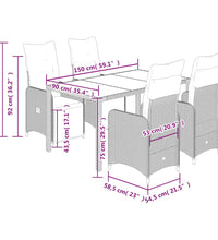 5-tlg. Garten-Bistro-Set mit Kissen Braun Poly Rattan