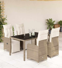 5-tlg. Garten-Bistro-Set mit Kissen Braun Poly Rattan