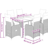 7-tlg. Garten-Bistro-Set mit Kissen Braun Poly Rattan