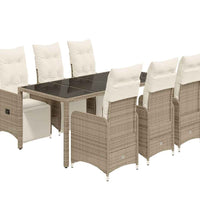 7-tlg. Garten-Bistro-Set mit Kissen Braun Poly Rattan