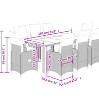 9-tlg. Garten-Bistro-Set mit Kissen Braun Poly Rattan