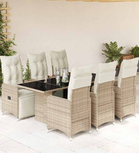 7-tlg. Garten-Bistro-Set mit Kissen Braun Poly Rattan