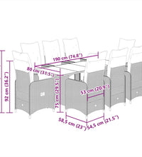 9-tlg. Garten-Bistro-Set mit Kissen Braun Poly Rattan