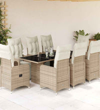 9-tlg. Garten-Bistro-Set mit Kissen Braun Poly Rattan