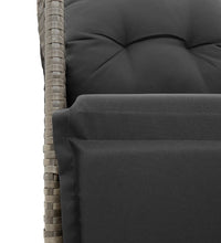 9-tlg. Garten-Bistro-Set mit Kissen Grau Poly Rattan