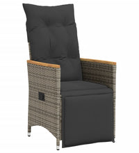 11-tlg. Garten-Bistro-Set mit Kissen Grau Poly Rattan