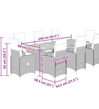 11-tlg. Garten-Bistro-Set mit Kissen Grau Poly Rattan