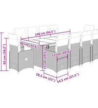 11-tlg. Garten-Bistro-Set mit Kissen Beige Poly Rattan