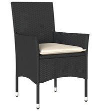 3-tlg. Garten-Essgruppe mit Kissen Schwarz Poly Rattan Glas