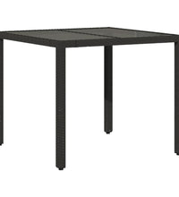 3-tlg. Garten-Essgruppe mit Kissen Schwarz Poly Rattan Glas