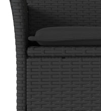 5-tlg. Garten-Essgruppe mit Kissen Schwarz Poly Rattan und Glas