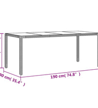 7-tlg. Garten-Essgruppe mit Kissen Schwarz Poly Rattan Glas