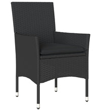 9-tlg. Garten-Essgruppe mit Kissen Schwarz Poly Rattan und Glas
